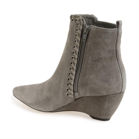 Matisse Gray Suede Sissy Fringe Chunky Wedge Boots - Picture 3 of 12